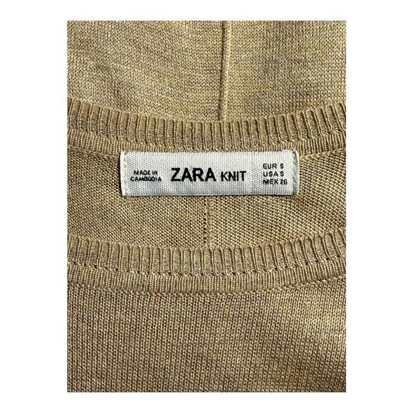ZARA Women's Tan Knit Pullover Sweater Size Small Long Sleeve Casual - Picture 4 of 7
